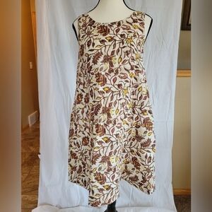 Rachel Zoe NWT batnik printed 100% Linen sleeveless shift dress w/ pockets XS